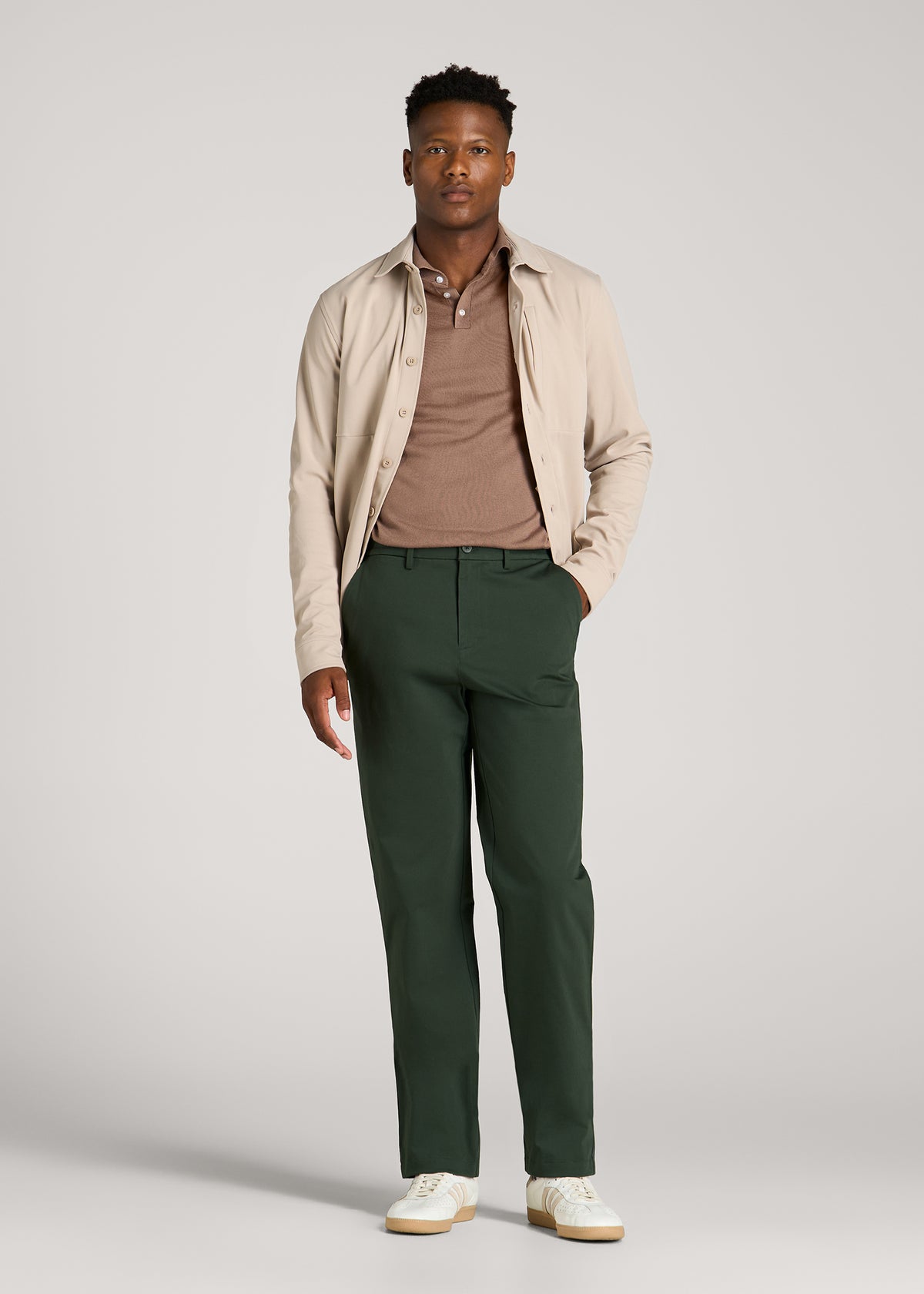 4-Way Stretch Commuter Straight Chino Pants for Tall Men in Boreal Forest