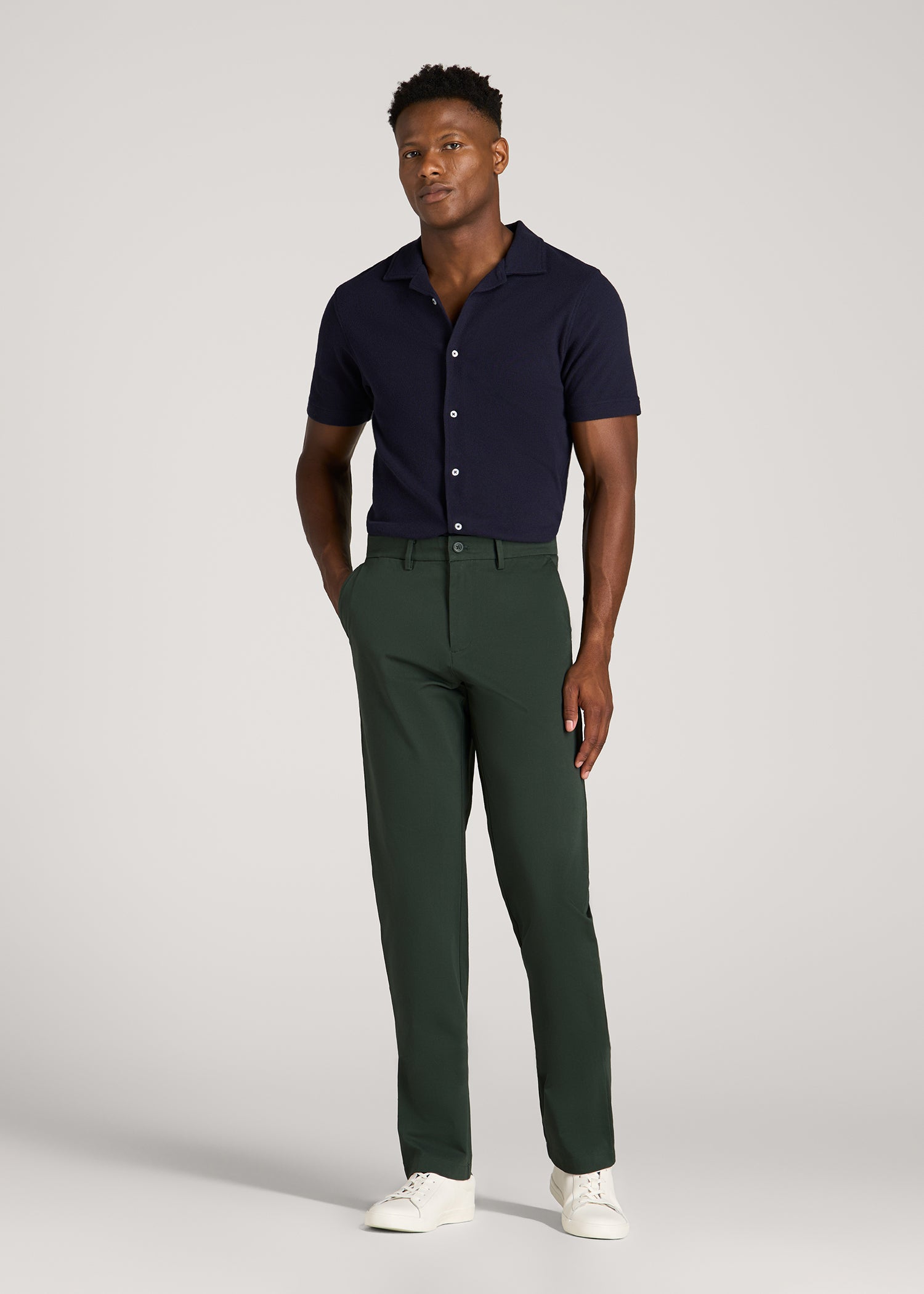 4-Way Stretch Commuter Tapered Chino Pants for Tall Men in Boreal Forest