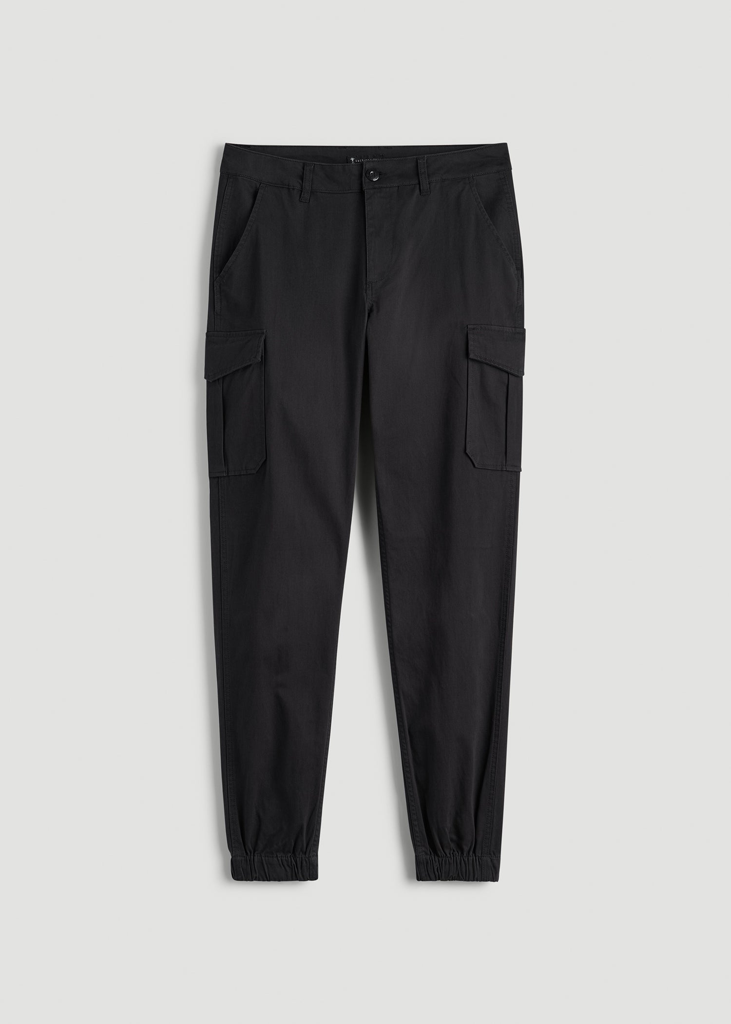 TAPERED-FIT Stretch Cotton Cargo Jogger Pants for Tall Men in Black
