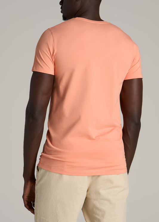 Stretch Cotton MODERN-FIT T-Shirt for Tall Men in Apricot Crush