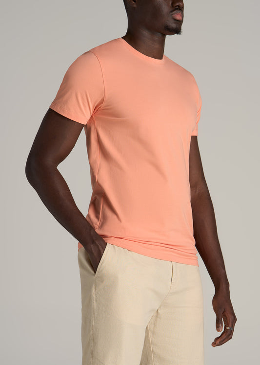 Stretch Cotton MODERN-FIT T-Shirt for Tall Men in Apricot Crush