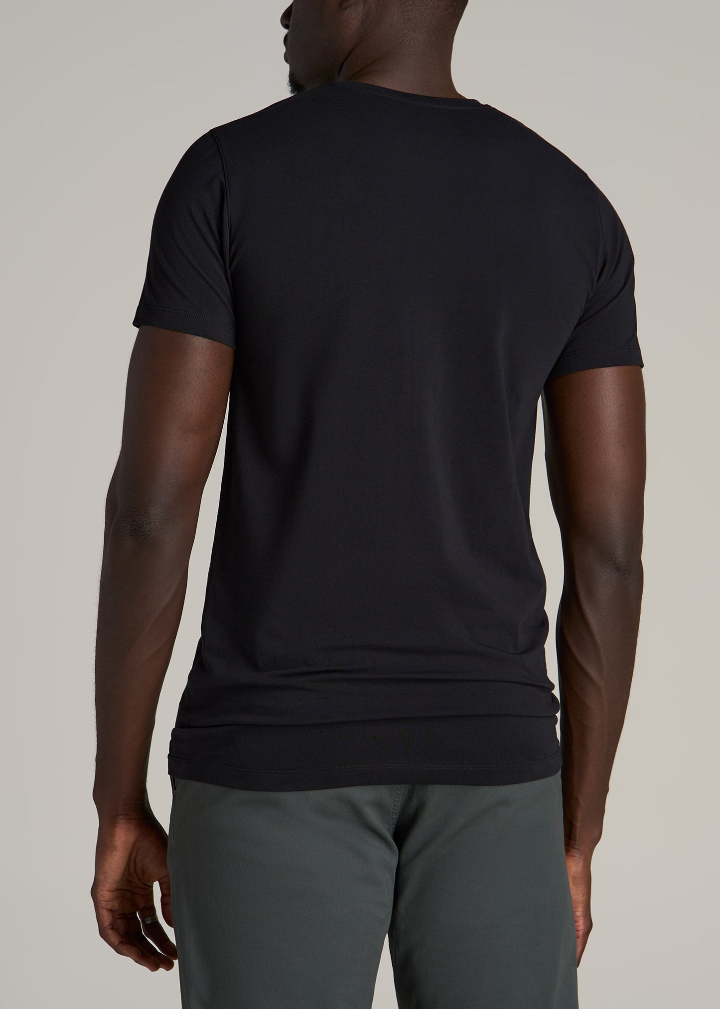 Stretch Cotton MODERN-FIT T-Shirt for Tall Men in Black
