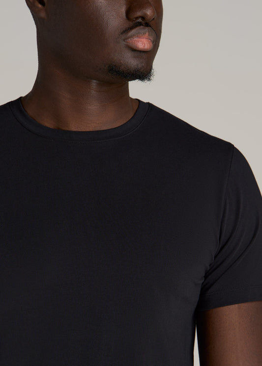 Stretch Cotton MODERN-FIT T-Shirt for Tall Men in Black