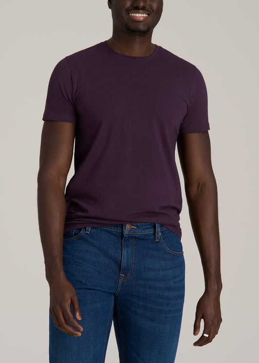 Stretch Cotton MODERN-FIT T-Shirt for Tall Men in Midnight Plum