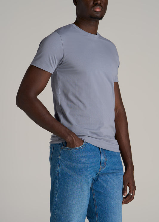 Stretch Cotton MODERN-FIT T-Shirt for Tall Men in Skyline Grey