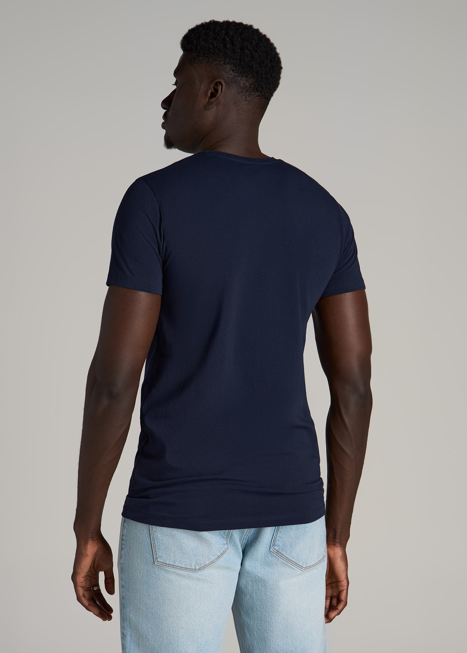 The Essential MODERN-FIT Crewneck Tee for Tall Men in True Navy