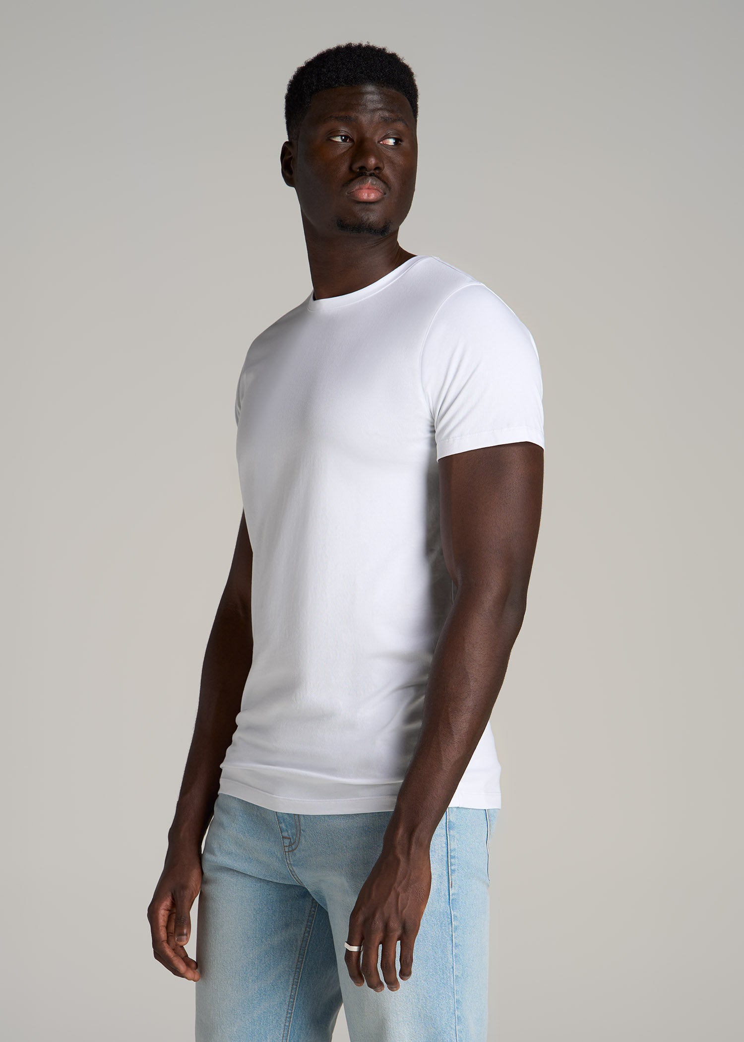 The Essential MODERN-FIT Crewneck Tee for Tall Men in White