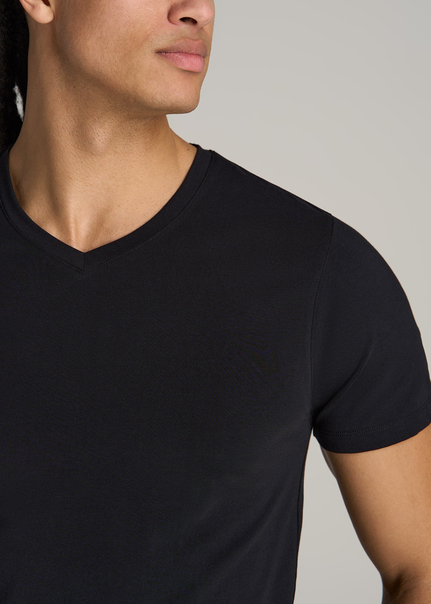 Stretch Cotton V-Neck T-Shirt for Tall Men | American Tall