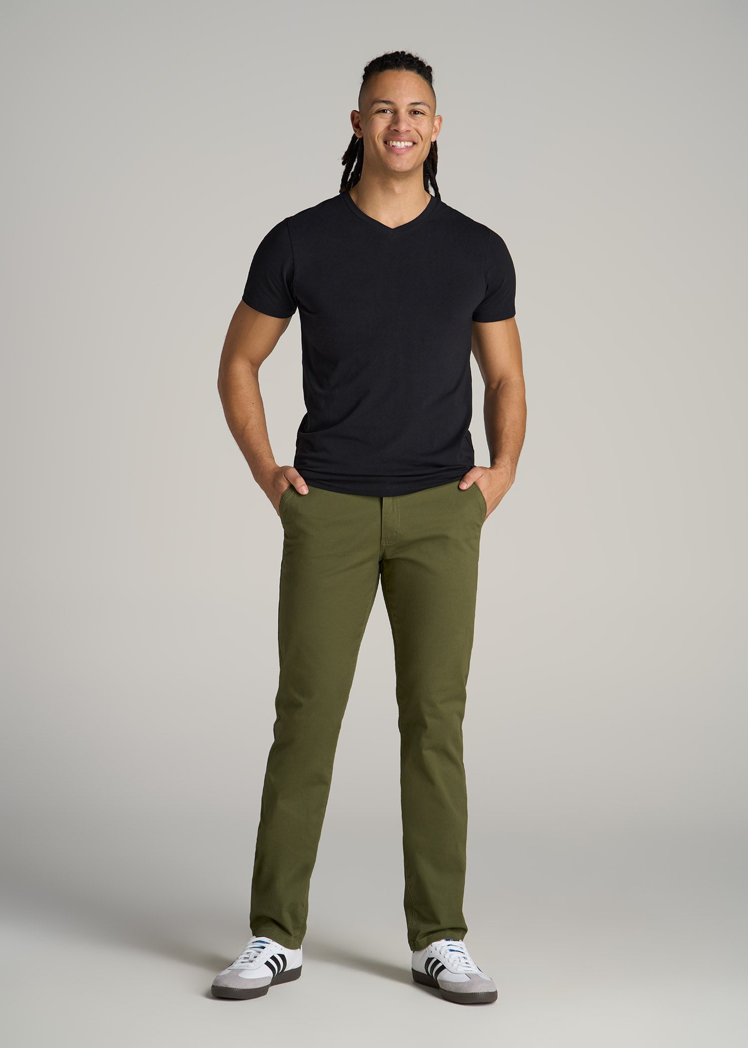 Stretch Cotton V-Neck T-Shirt for Tall Men | American Tall