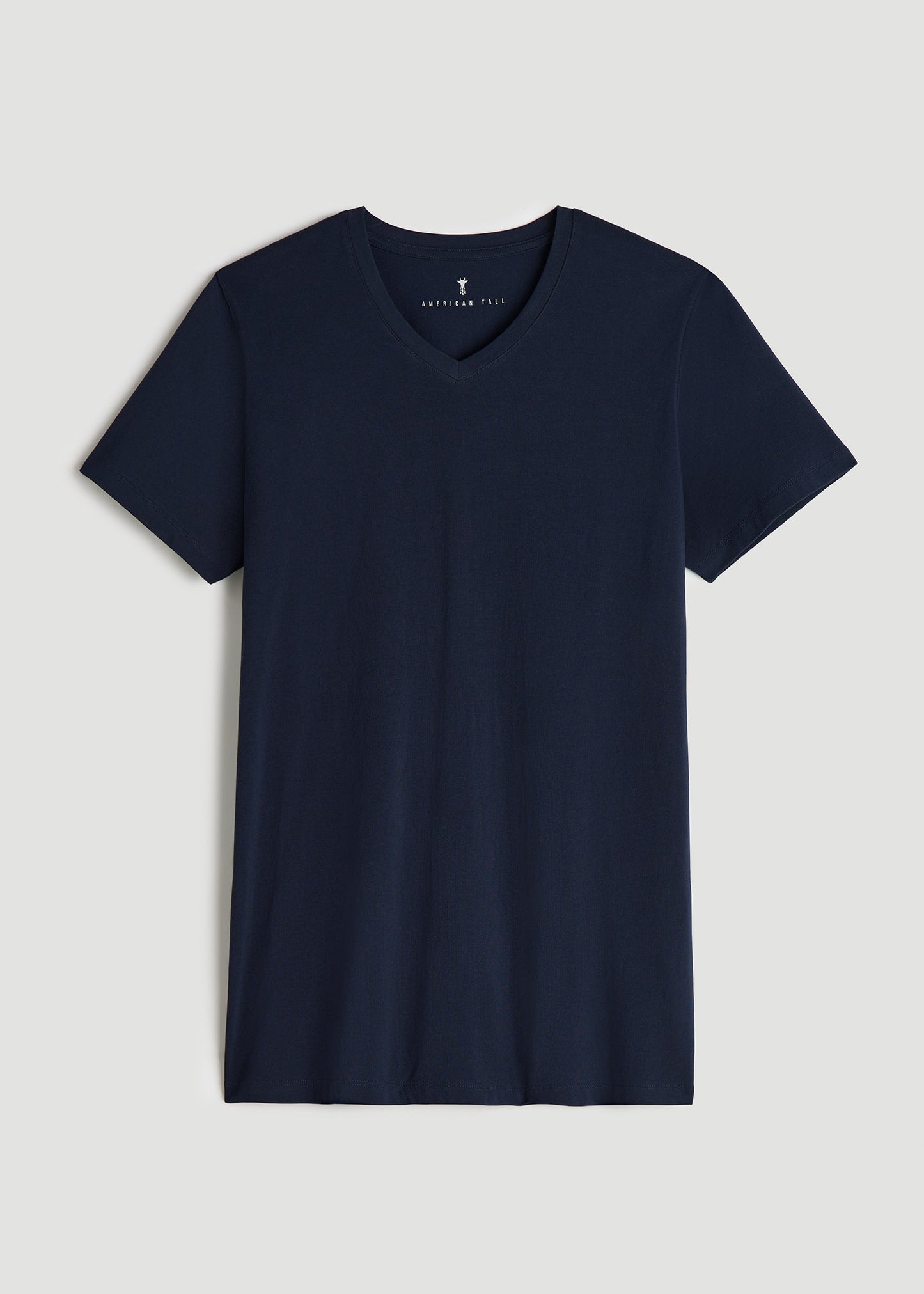 Stretch Cotton MODERN-FIT V-Neck T-Shirt for Tall Men in True Navy