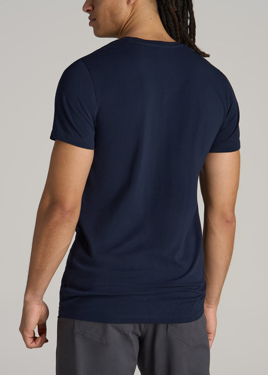 Stretch Cotton MODERN-FIT T-Shirt for Tall Men in True Navy