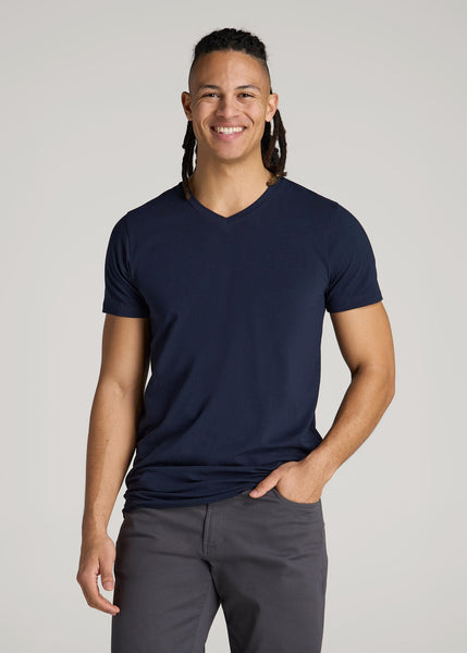 Stretch Cotton V-Neck T-Shirt for Tall Men | American Tall