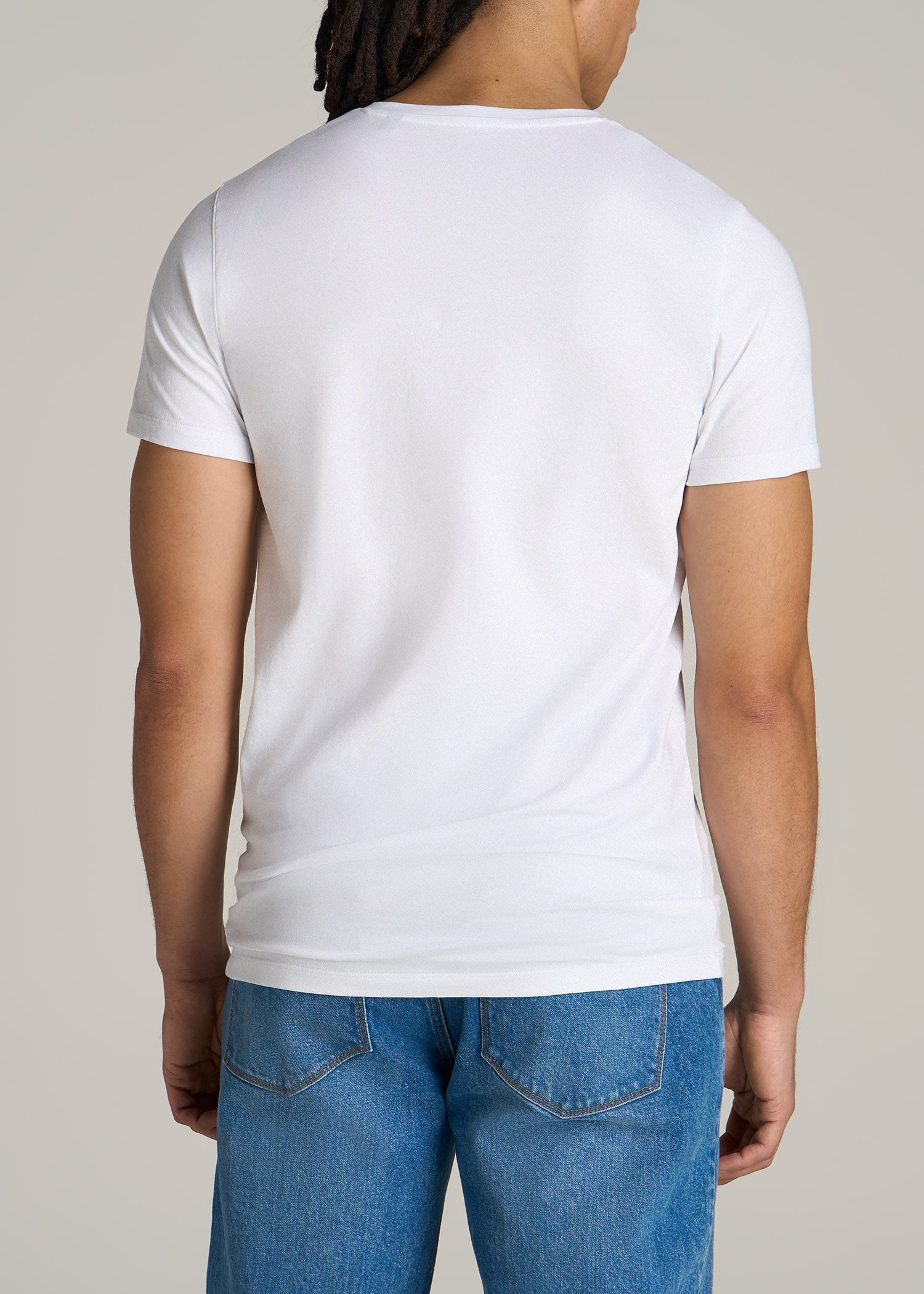 Stretch Cotton V-Neck T-Shirt for Tall Men