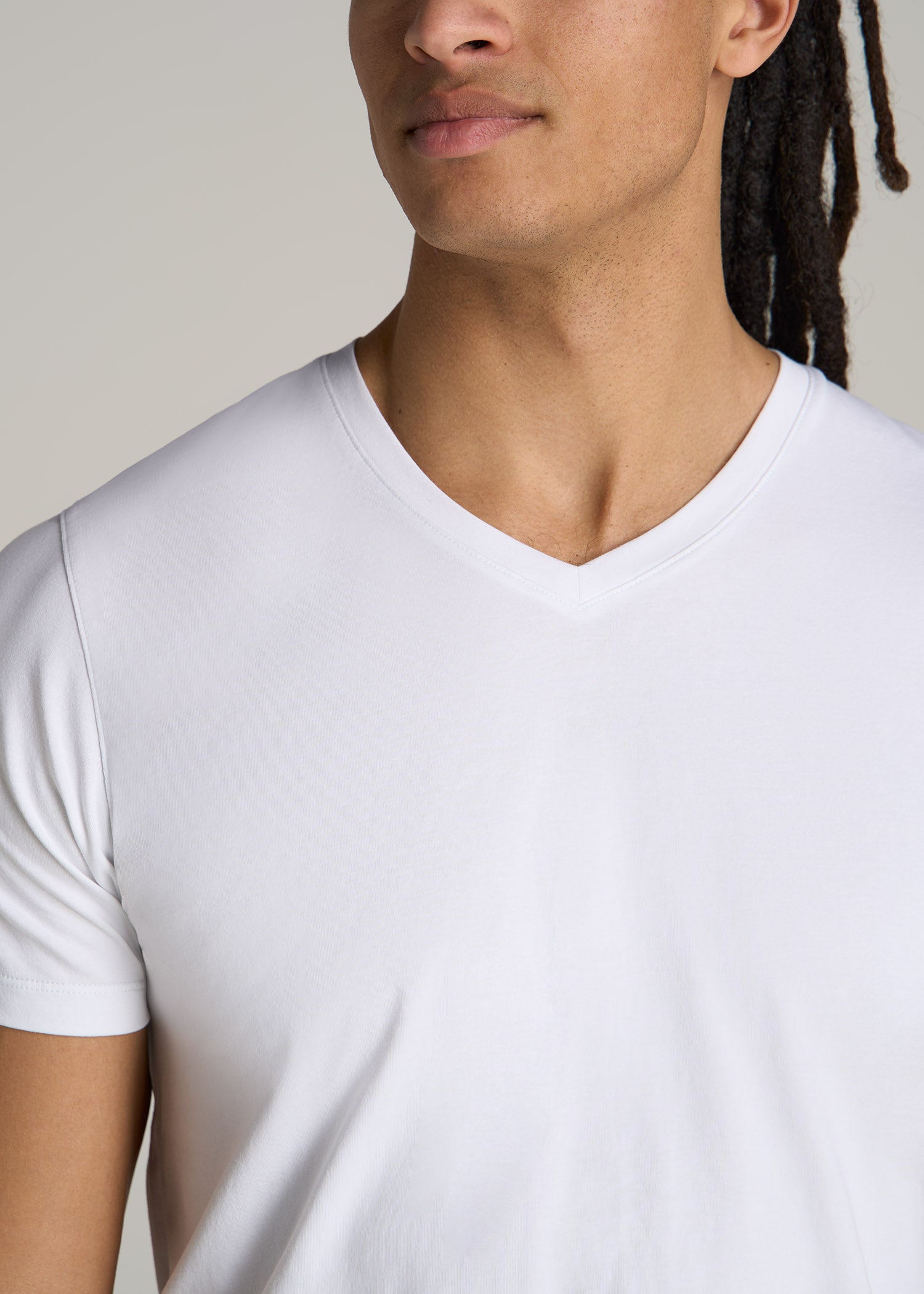 Stretch Cotton V-Neck T-Shirt for Tall Men | American Tall