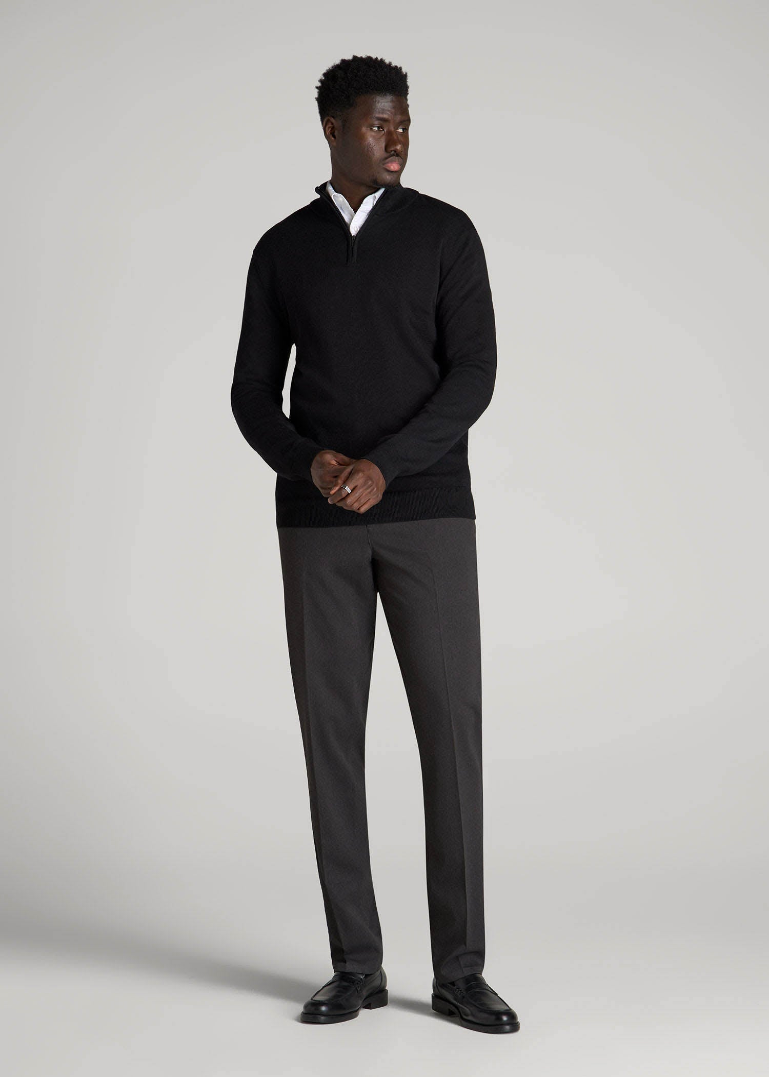 TAPERED-FIT Stretch Dress Pants for Tall Men in Charcoal Heather 32 / 38 / Charcoal Heather TAPERED-FIT Stretch Dress Pants for Tall Men in Charcoal Heather 32 / 38 / Charcoal Heather