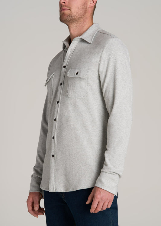 American-Tall-Men-Stretch-Flannel-Button-Shirt-Light-Grey-Mix-side