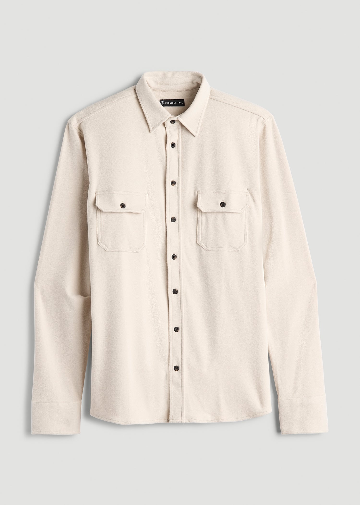 Stretch Flannel Button Shirt for Tall Men in Soft Beige S / Tall / Soft Beige Stretch Flannel Button Shirt for Tall Men in Soft Beige S / Tall / Soft Beige