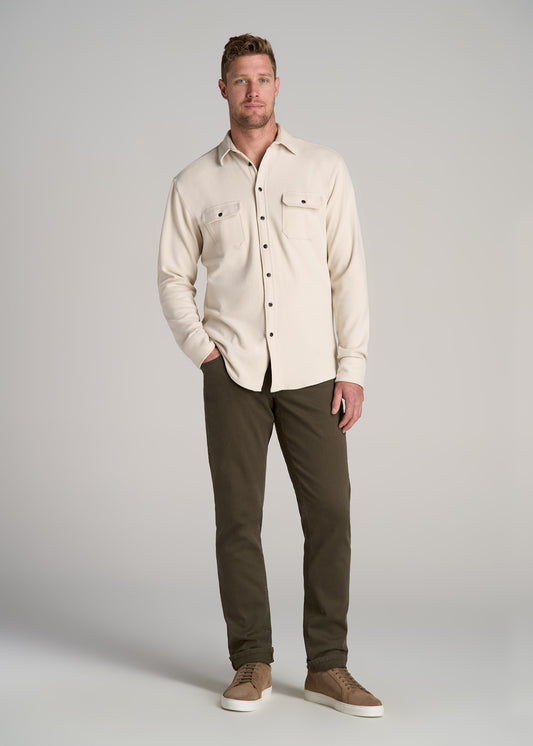 American-Tall-Men-Stretch-Flannel-Button-Shirt-Soft-Beige-full