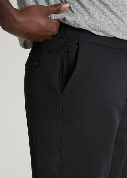 Stretch Hybrid Shorts for Tall Men in Deep Black