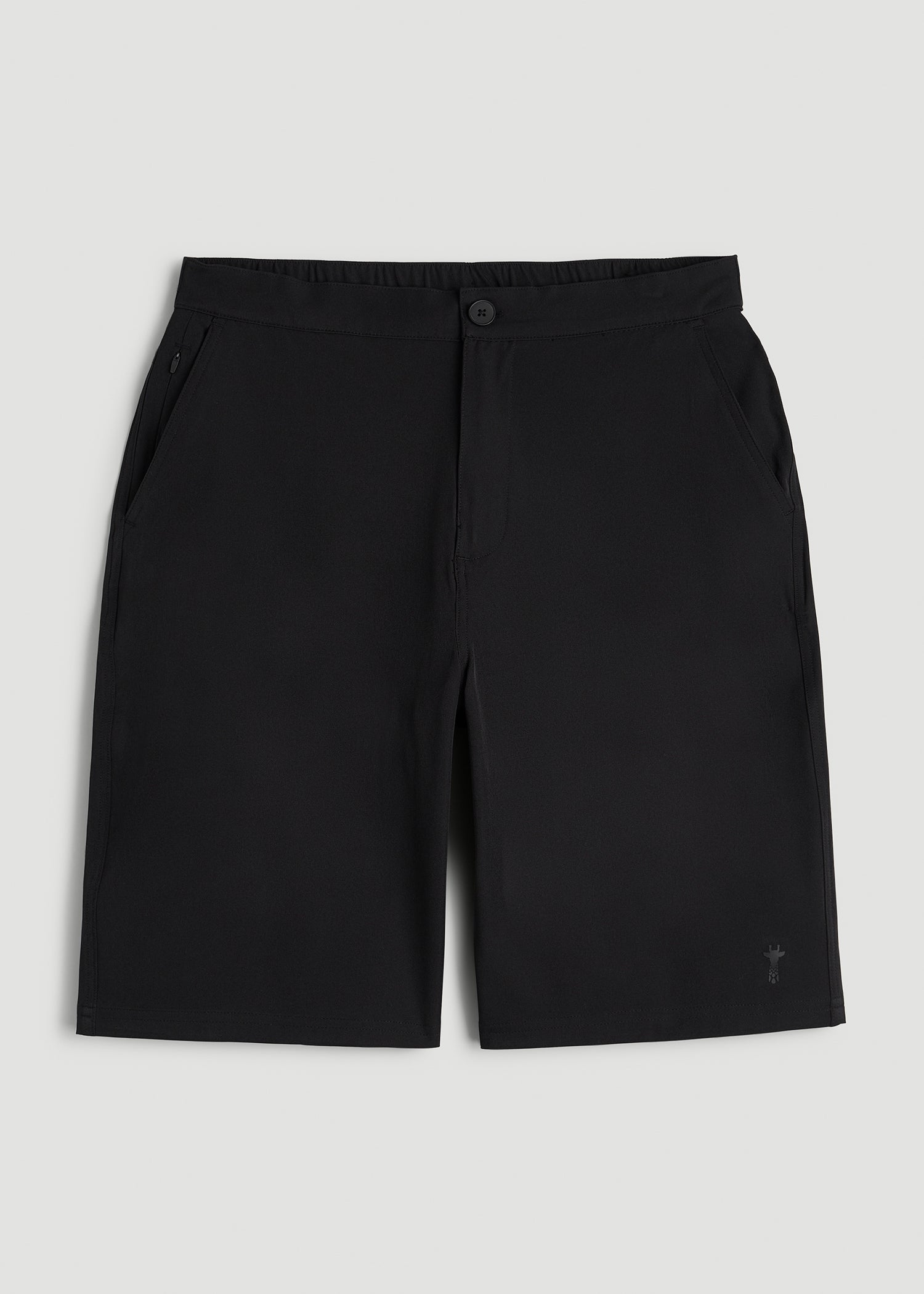 Stretch Hybrid Shorts for Tall Men in Deep Black