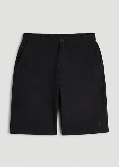 Stretch Hybrid Shorts for Tall Men in Deep Black