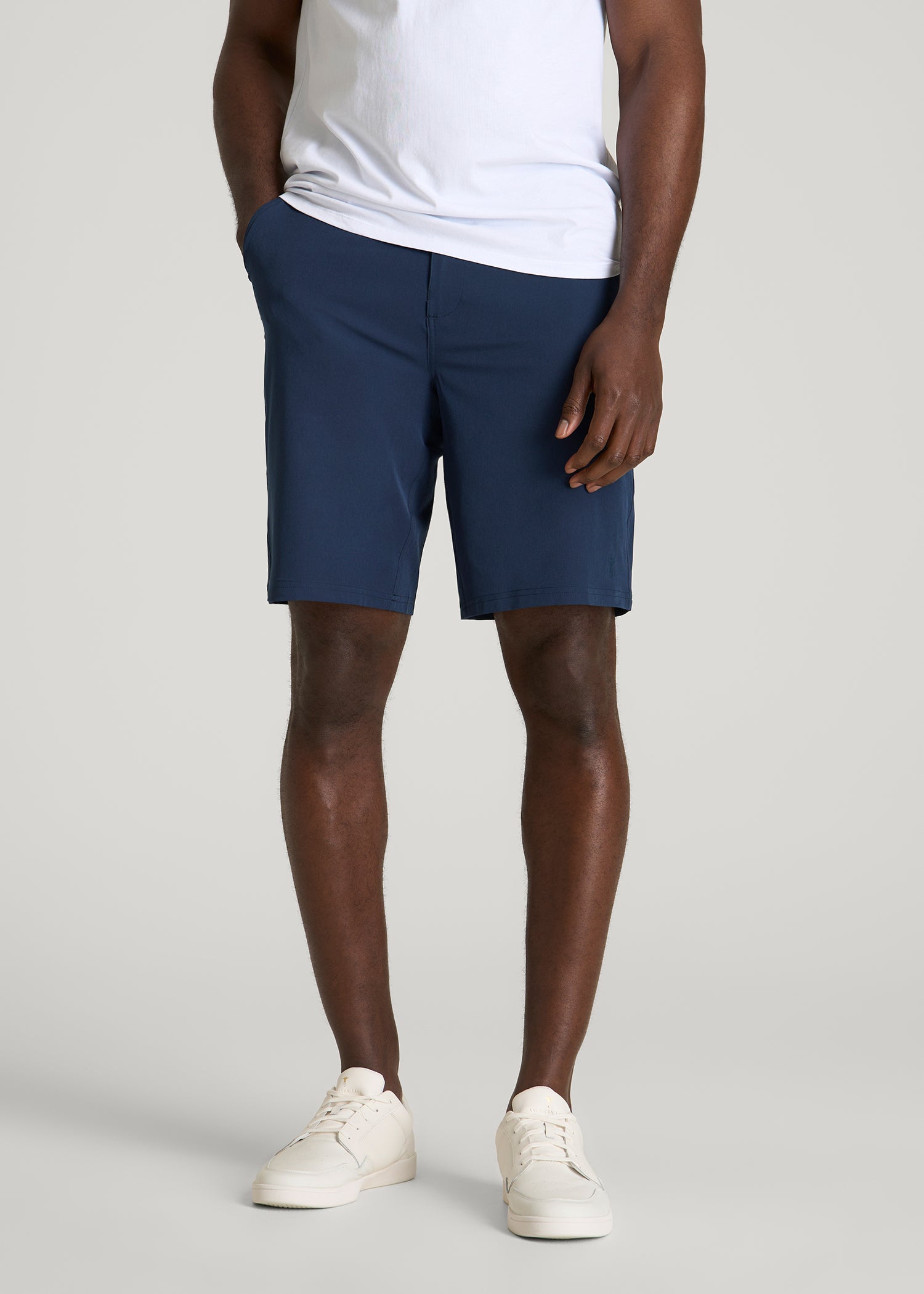 Stretch Hybrid Shorts for Tall Men in Navy Blue