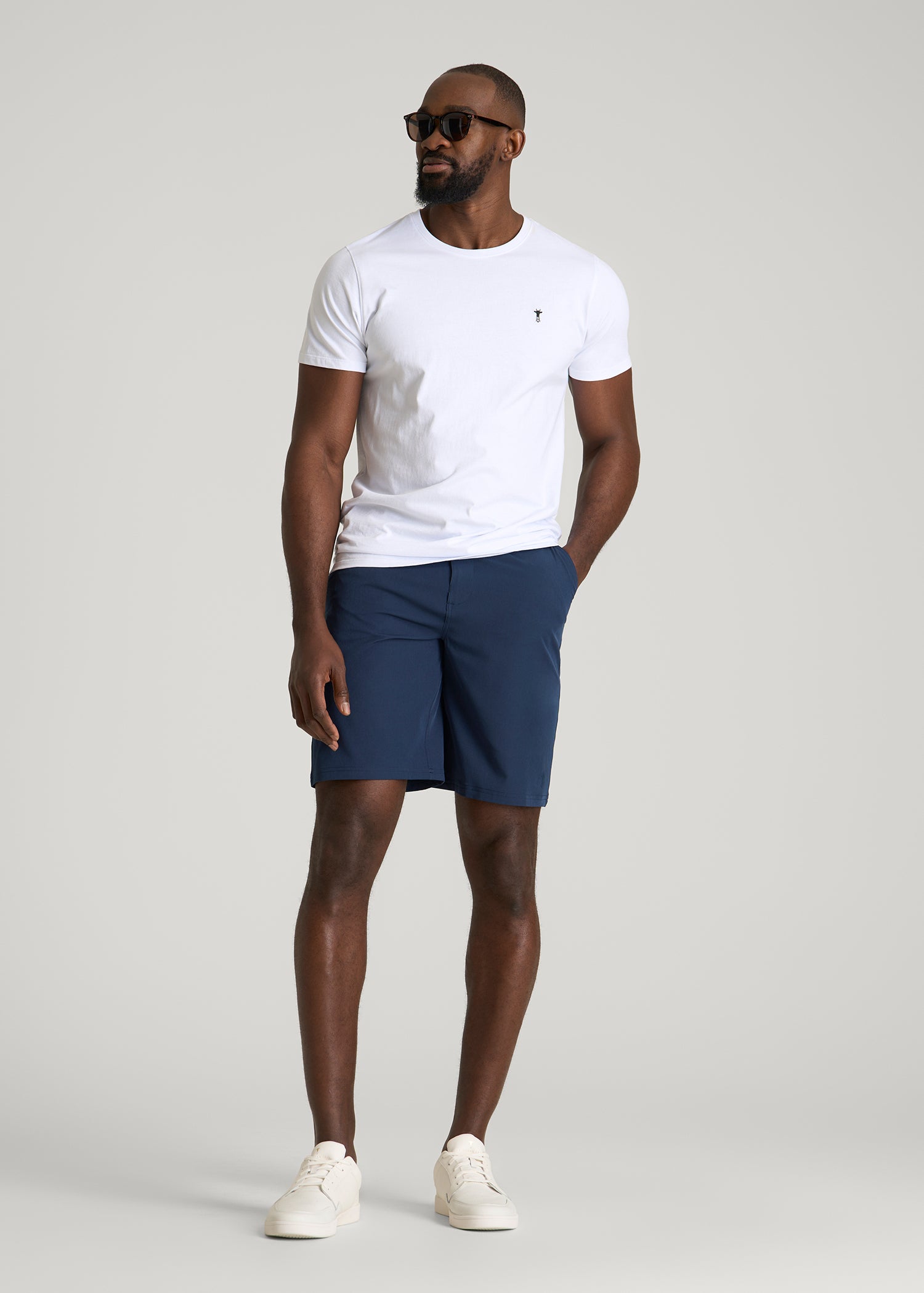 navy blue mens dress shorts 9" Stretch Chino Shorts Navy
