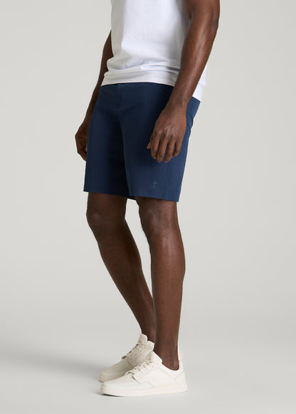 Stretch Hybrid Shorts for Tall Men in Navy Blue