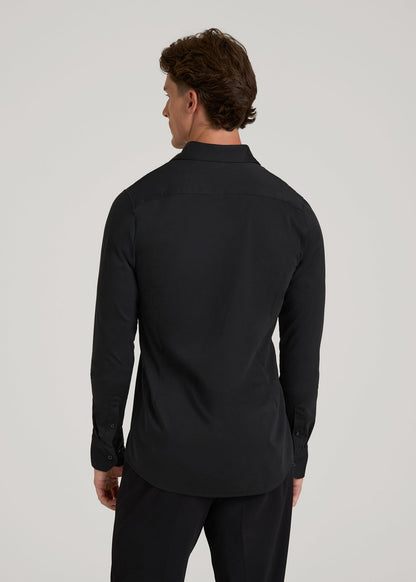 Stretch Jersey Dress Shirt for Tall Men in Black