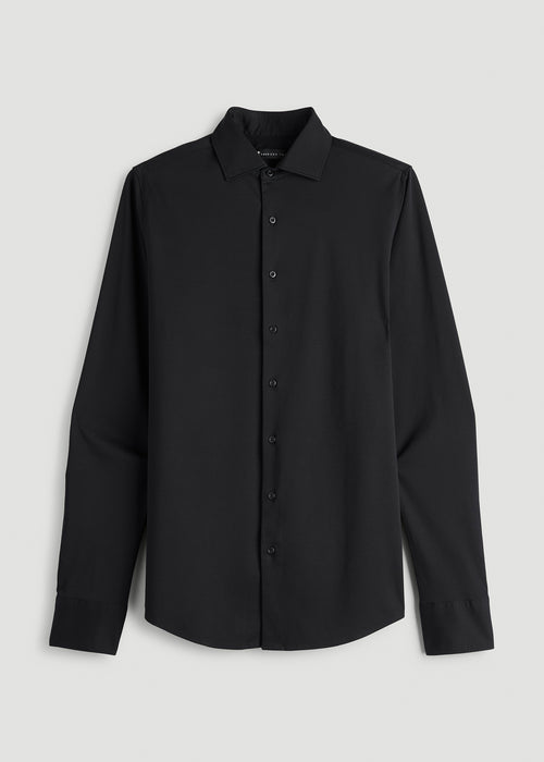Stretch Jersey Dress Shirt for Tall Men in Black
