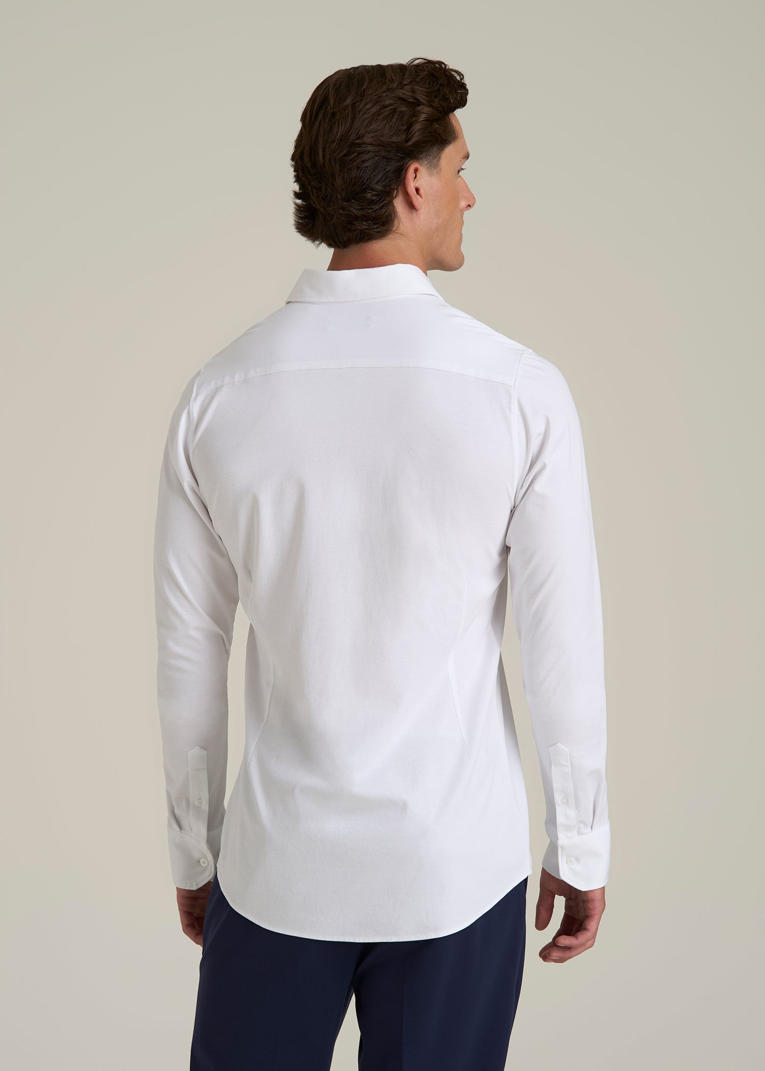 Stretch Jersey Dress Shirt for Tall Men in Optic White