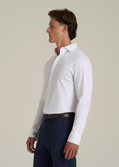 Stretch Jersey Dress Shirt for Tall Men in Optic White