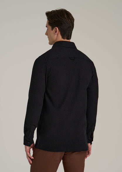Stretch Knit Overshirt for Tall Men in Black