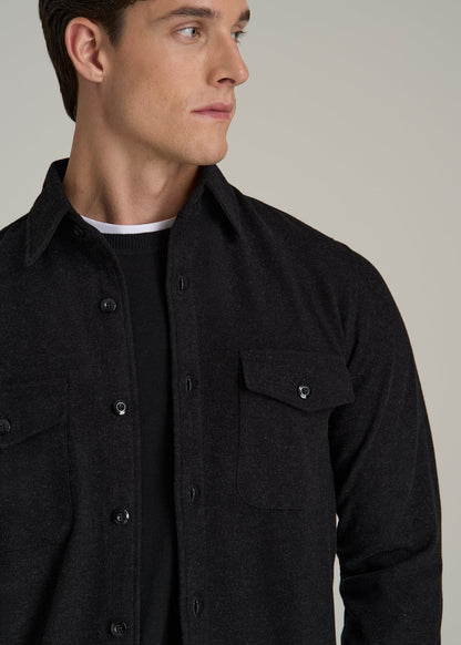 Stretch Knit Overshirt for Tall Men in Black