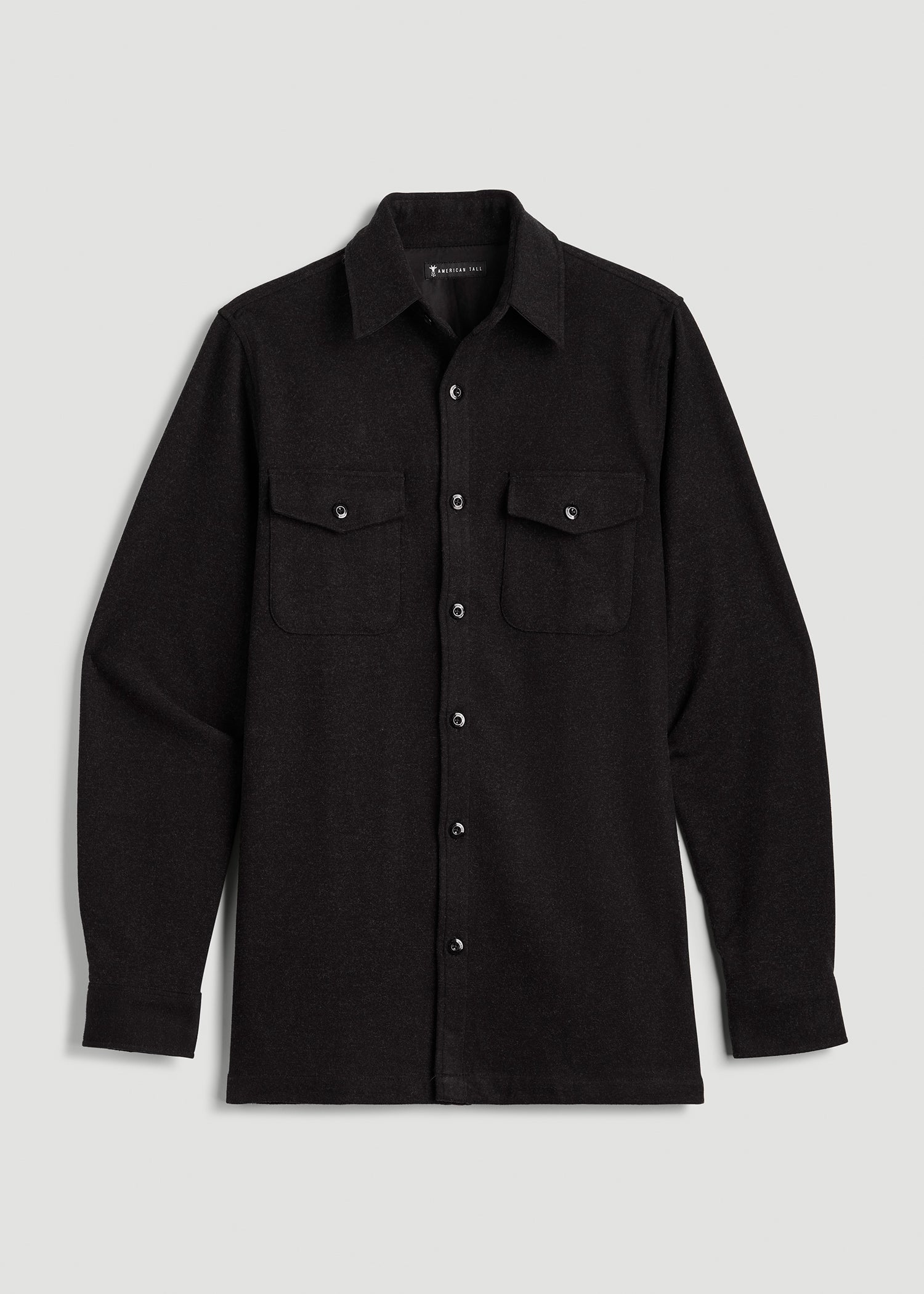 Stretch Knit Overshirt for Tall Men in Black