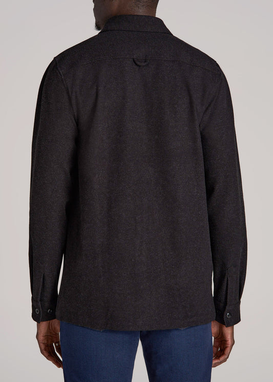 Stretch Knit Overshirt for Tall Men in Black