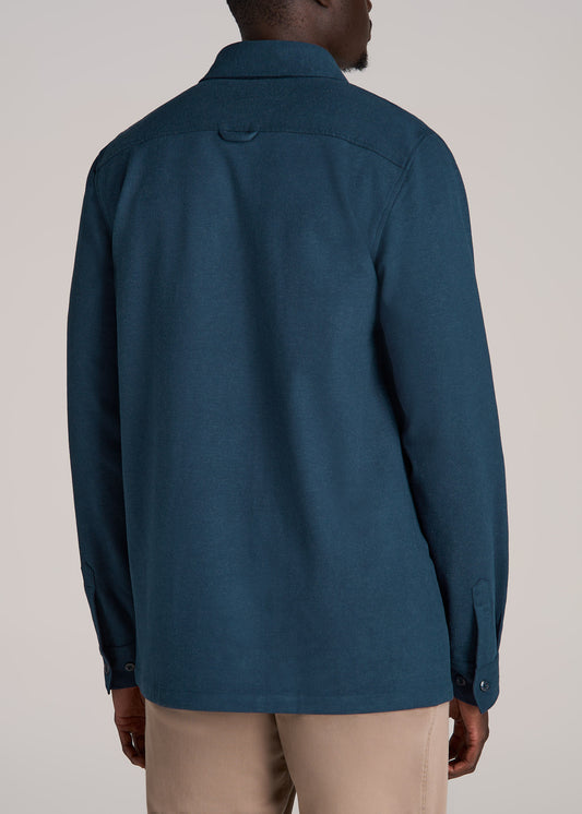 Stretch Knit Overshirt Men's in Bright Navy
