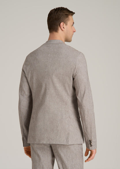 Stretch Linen Blazer for Tall Men in Brown Linen