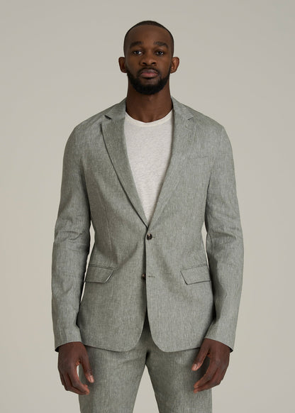 Stretch Linen Blazer for Tall Men in Climbing Ivy Linen