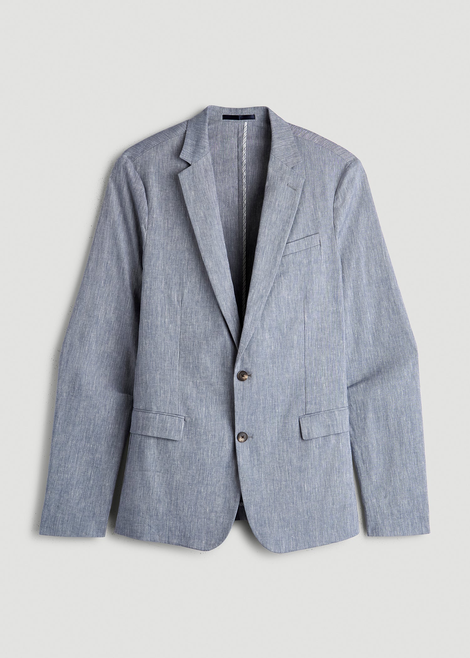 Stretch Linen Blazer for Tall Men in Navy Linen