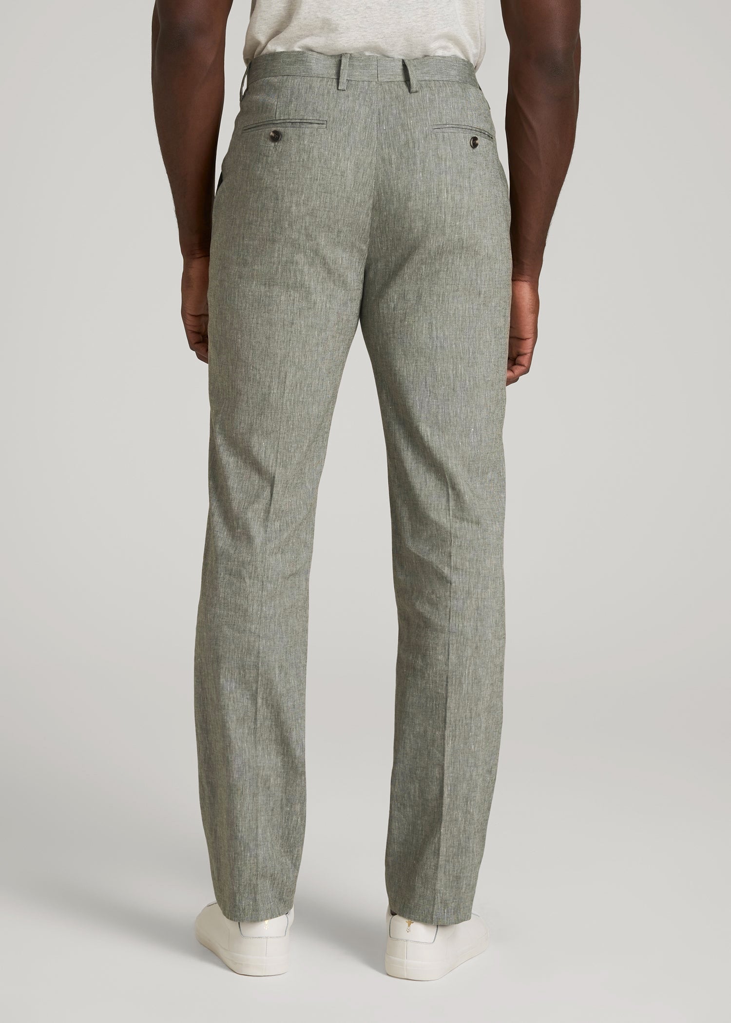 Stretch Linen Dress Pants for Tall Men in Climbing Ivy Linen Stretch Linen Dress Pants for Tall Men in Climbing Ivy Linen