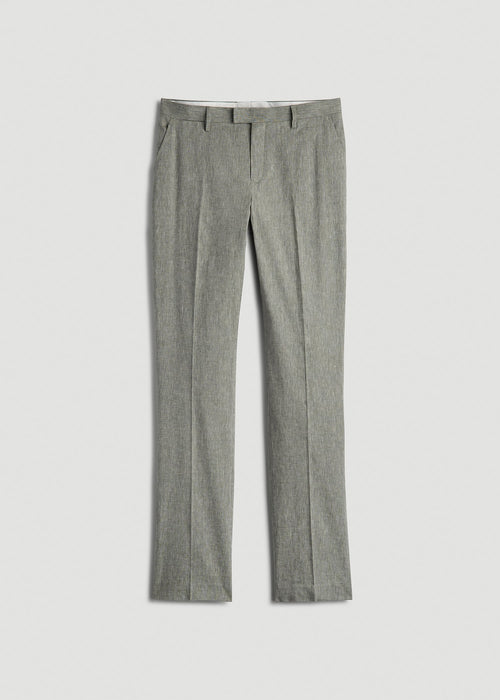 Stretch Linen Dress Pants for Tall Men in Climbing Ivy Linen