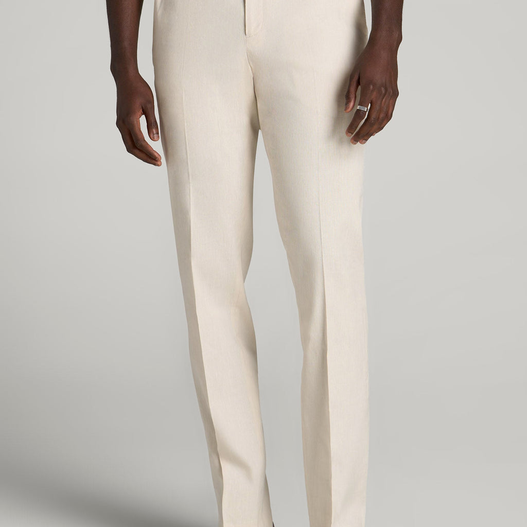 Stretch Linen Dress Pants for Tall Men in Light Beige Linen 42 / 36 / Light Beige Linen