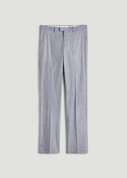 Stretch Linen Dress Pants for Tall Men in Navy Linen