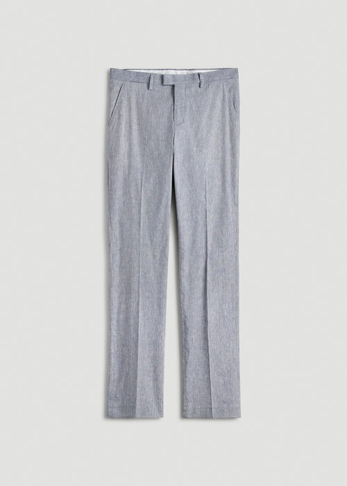 Stretch Linen Dress Pants for Tall Men in Navy Linen