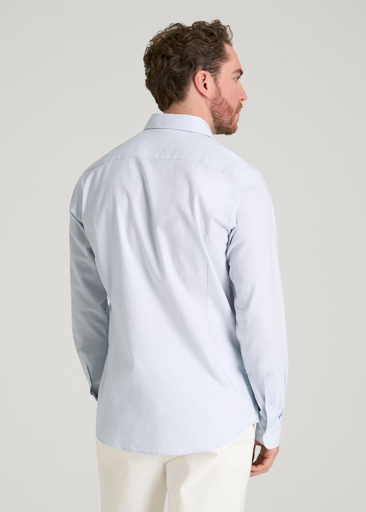 Stretch Linen Dress Shirt for Tall Men in Light Blue