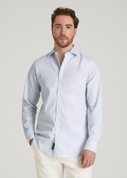 Stretch Linen Dress Shirt for Tall Men in Light Blue
