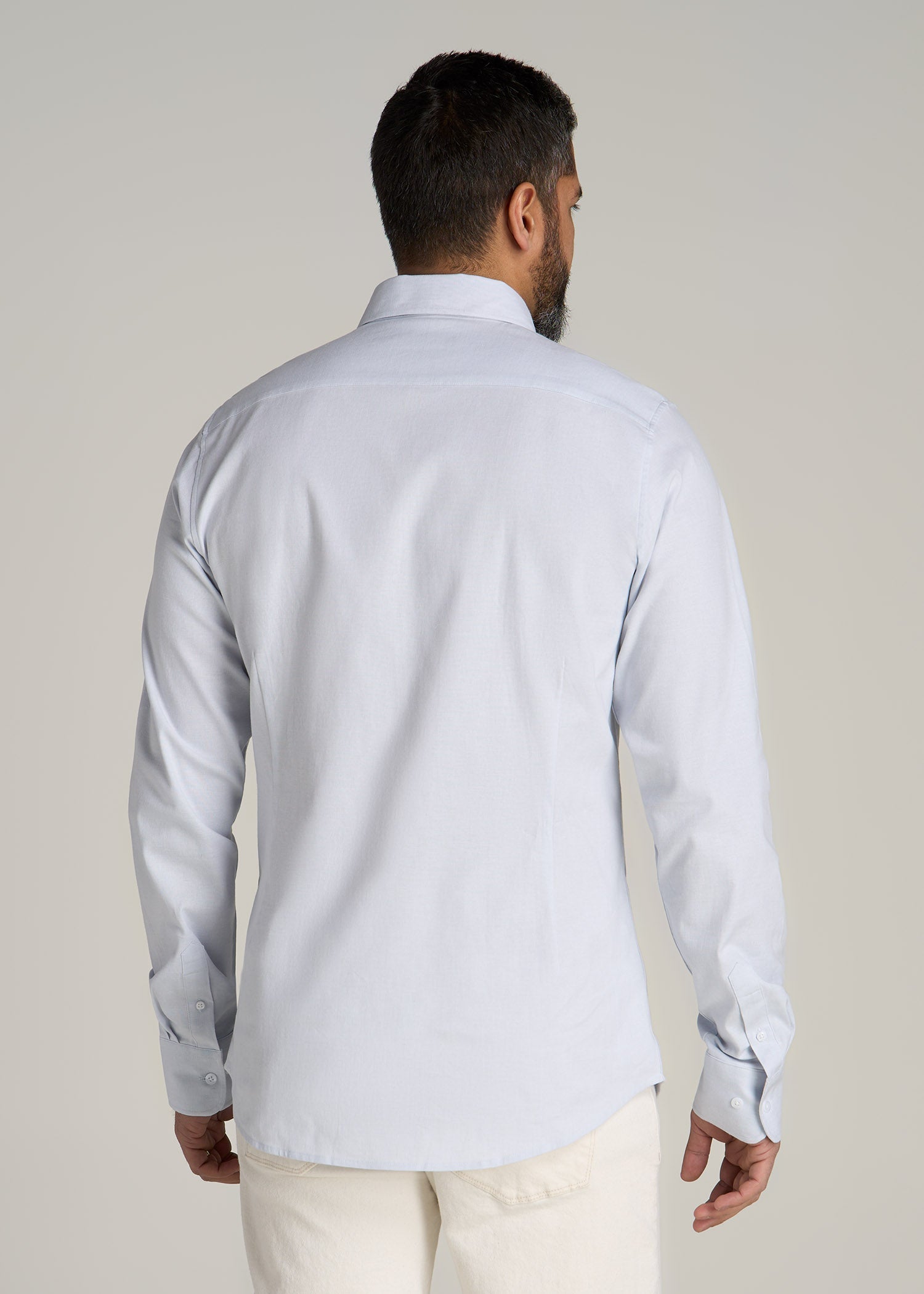 Stretch Linen Dress Shirt for Tall Men in Light Blue