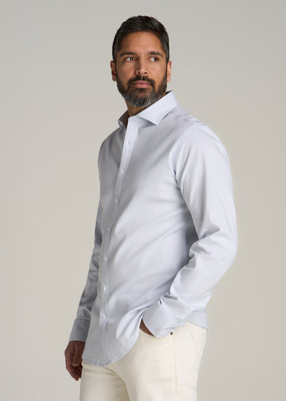 Stretch Linen Dress Shirt for Tall Men in Light Blue