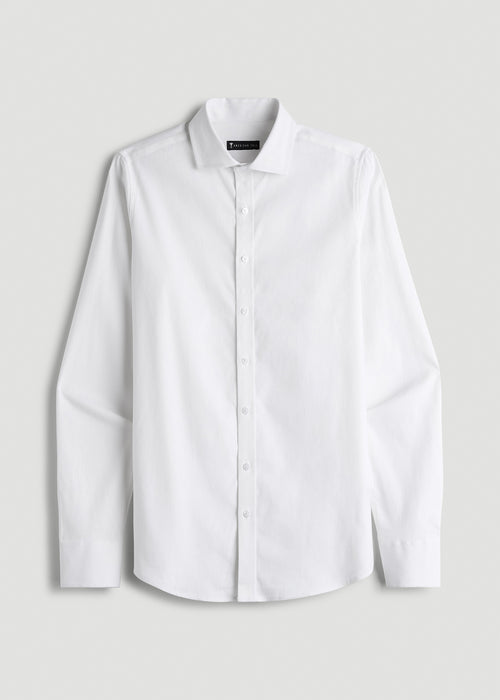 Stretch Linen Dress Shirt for Tall Men in White